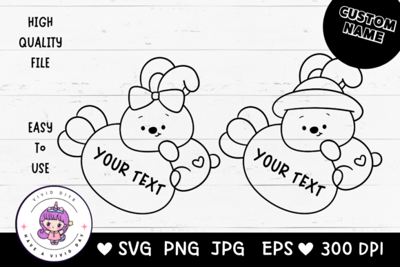 Custom Name Easter Bunny SVG Cricut Cute