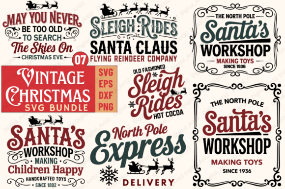 Vintage Christmas Signs SVG Bundle Review